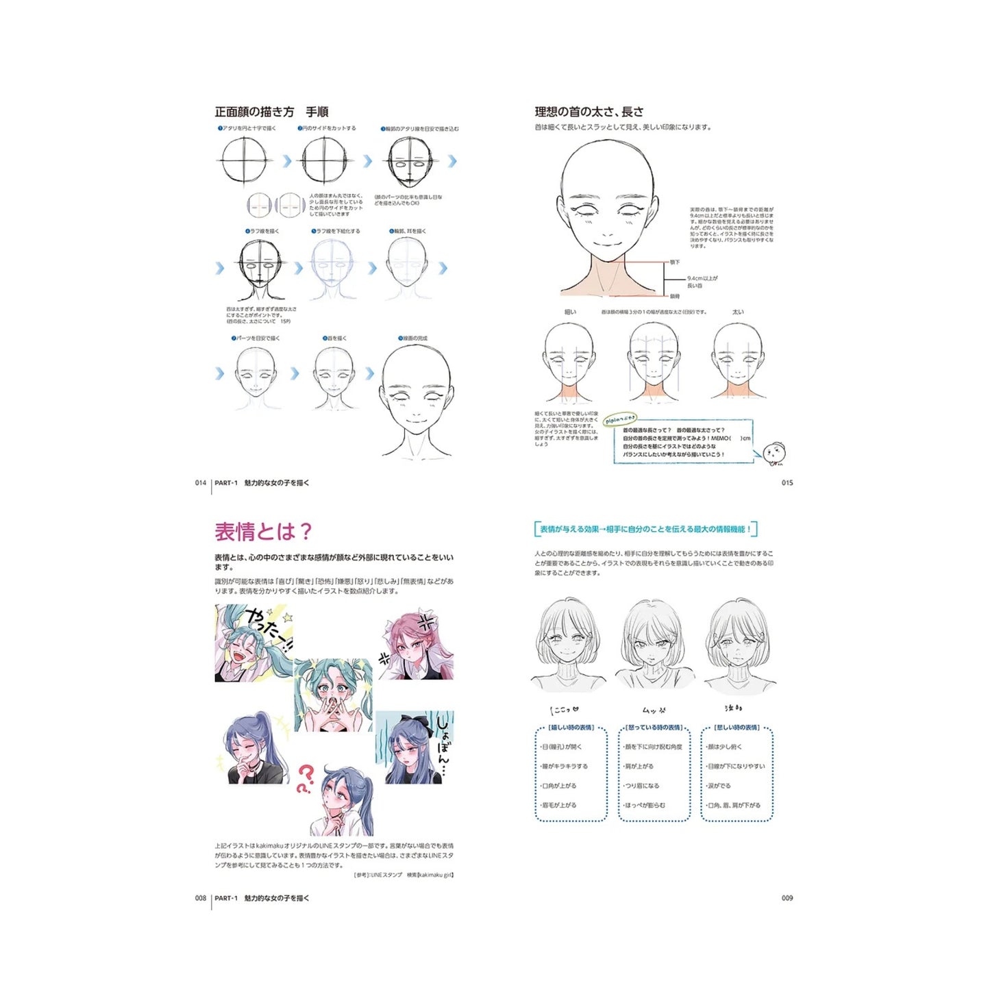 How to draw - jap. Zeichenbuch: feminine Gesichter, Mimik und Gesichtsausdrücke
