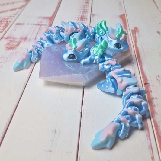 Chibitsu - Kawaii-Drache babyblaue Vers. - 3D gedruckter Flexi-Drache - Größe M