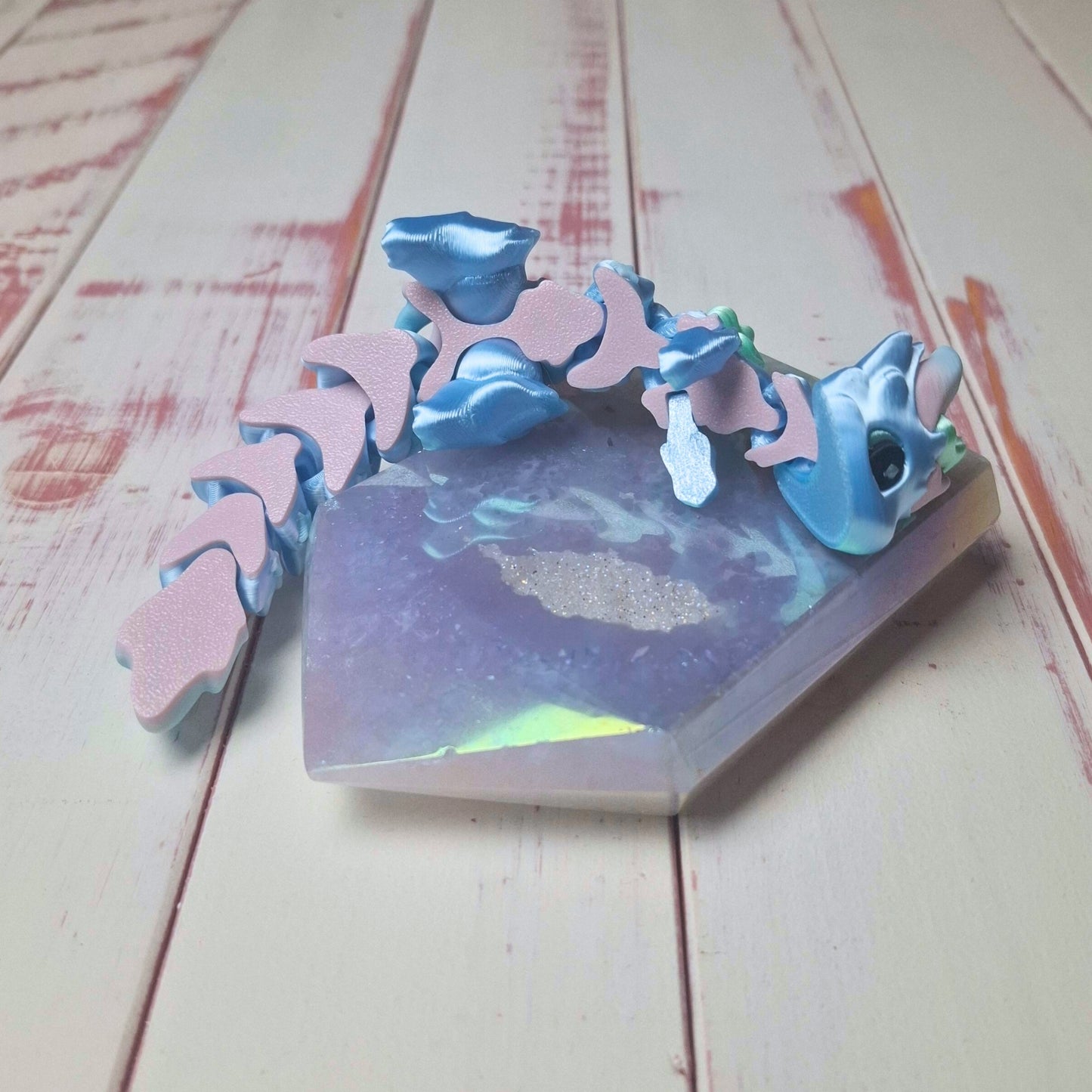 Chibitsu - Kawaii-Drache babyblaue Vers. - 3D gedruckter Flexi-Drache - Größe M