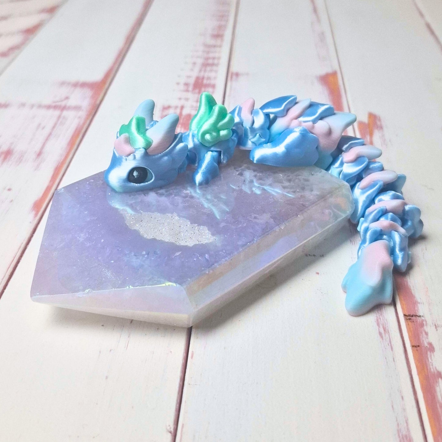 Chibitsu - Kawaii-Drache babyblaue Vers. - 3D gedruckter Flexi-Drache - Größe M