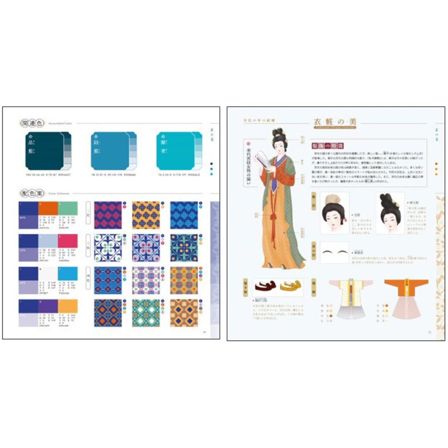 How to draw - jap. Zeichenbuch - chinesische Muster und Farbkombinationen