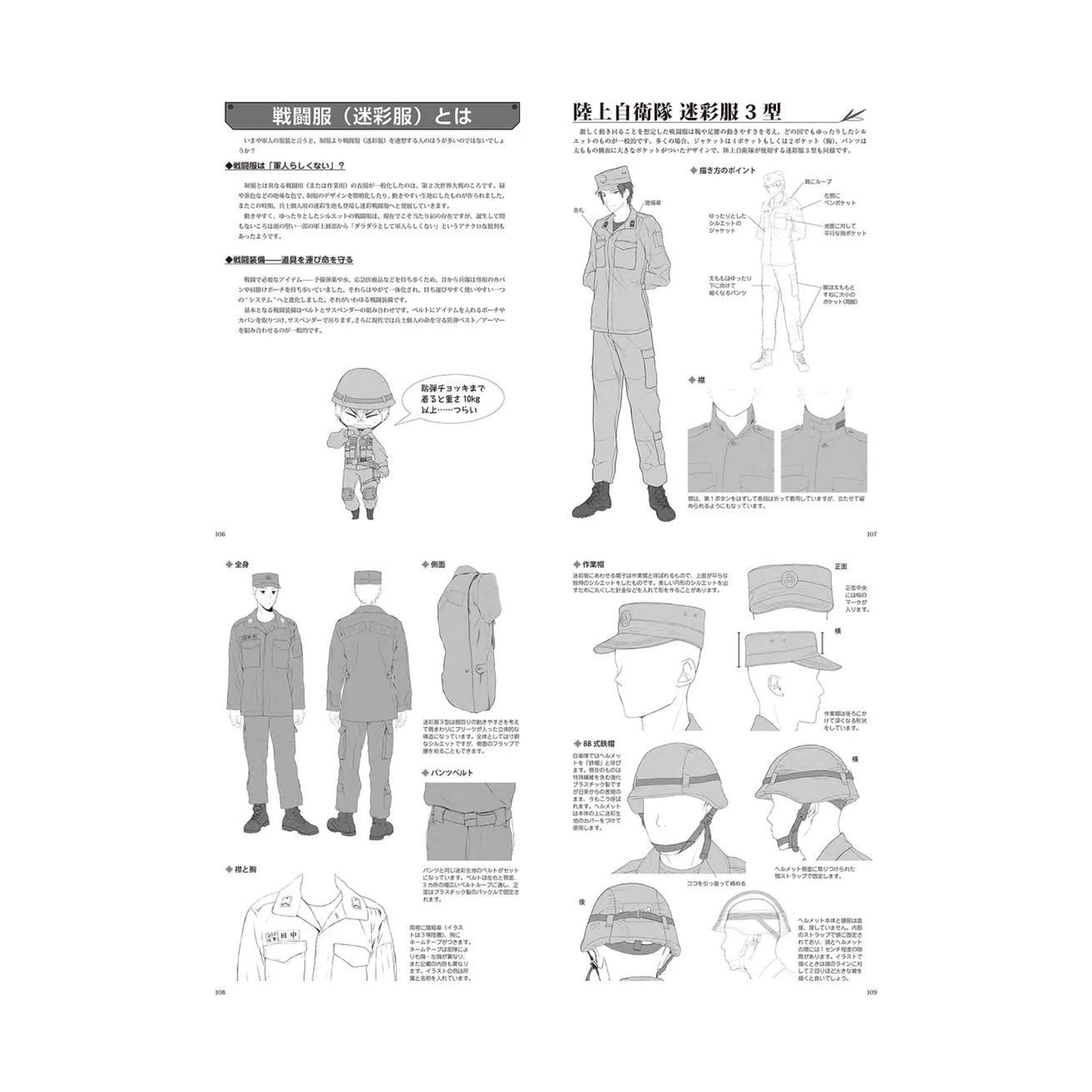 How to draw - jap. Zeichenbuch - Uniformen US Army, ASDF, JSDF