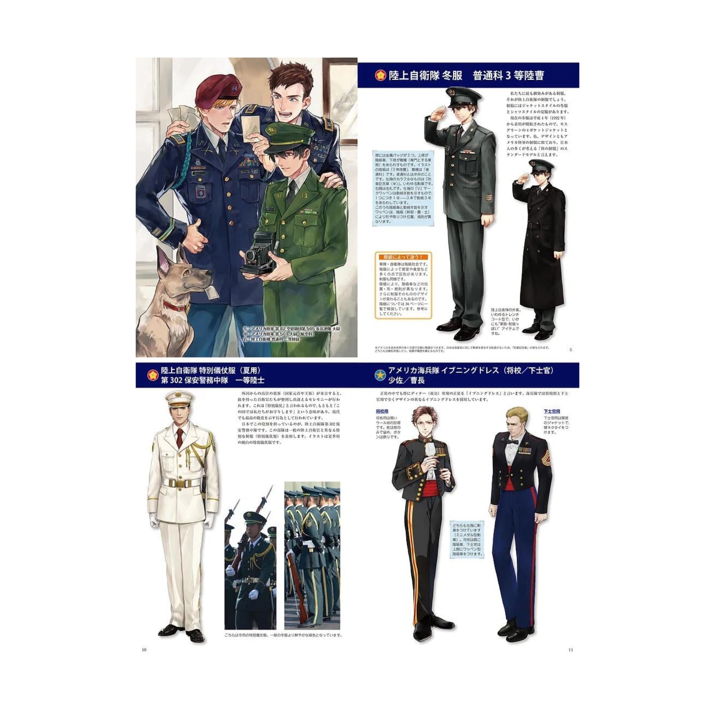 How to draw - jap. Zeichenbuch - Uniformen US Army, ASDF, JSDF