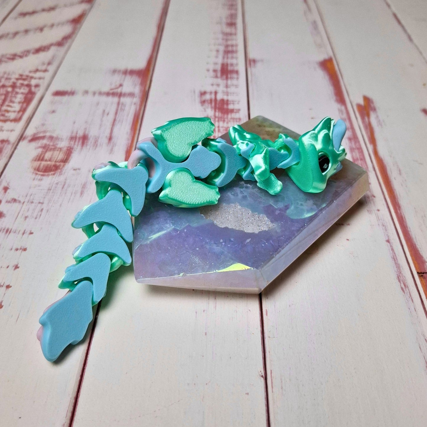 Chibitsu - Kawaii-Drache Mint Vers. - 3D gedruckter Flexi-Drache - Größe M