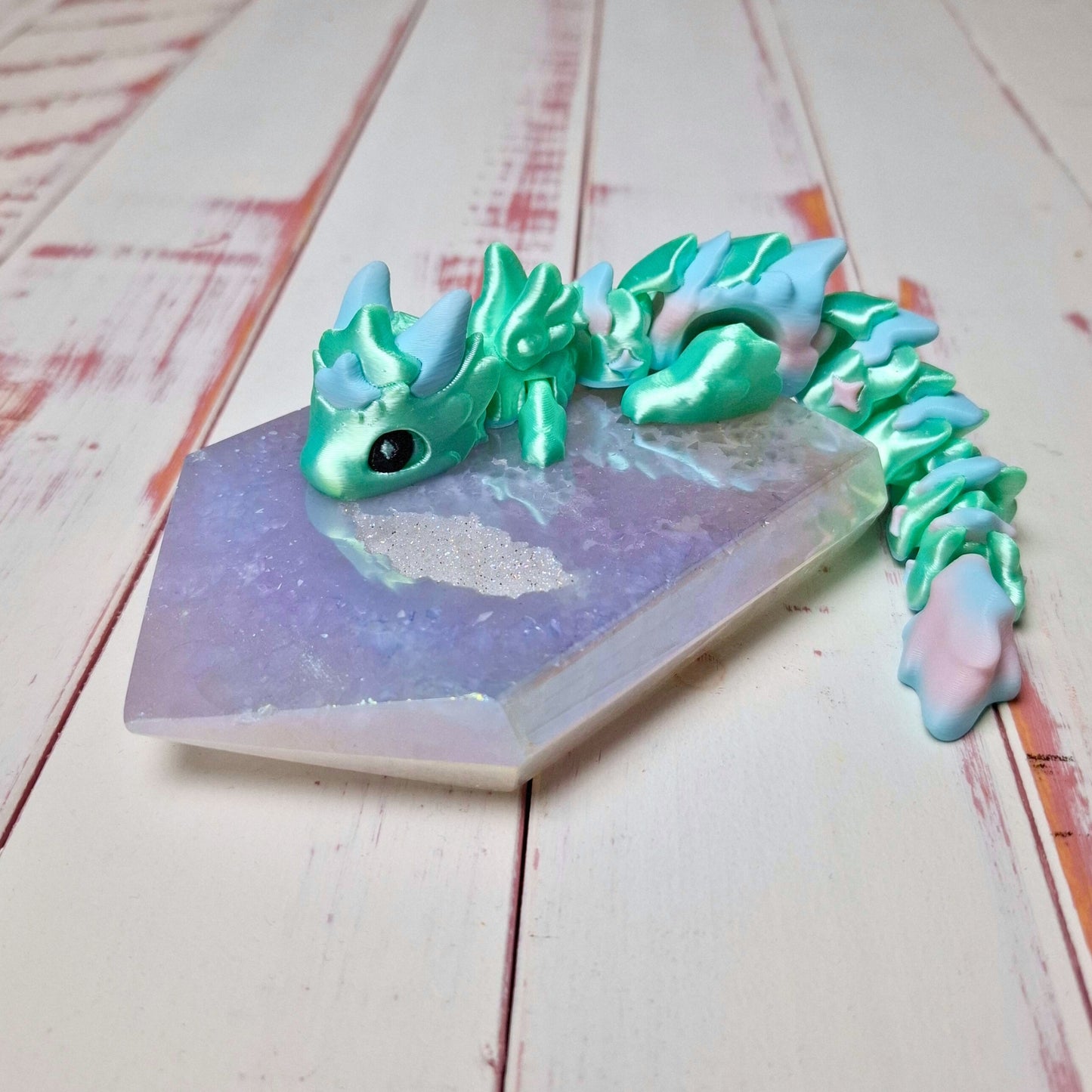 Chibitsu - Kawaii-Drache Mint Vers. - 3D gedruckter Flexi-Drache - Größe M