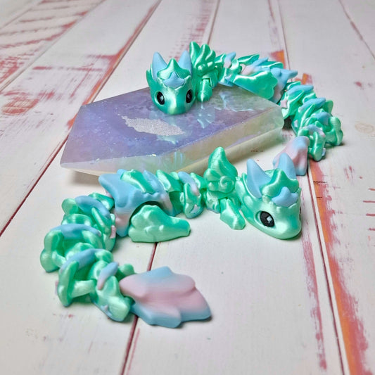Chibitsu - Kawaii-Drache Mint Vers. - 3D gedruckter Flexi-Drache - Größe M