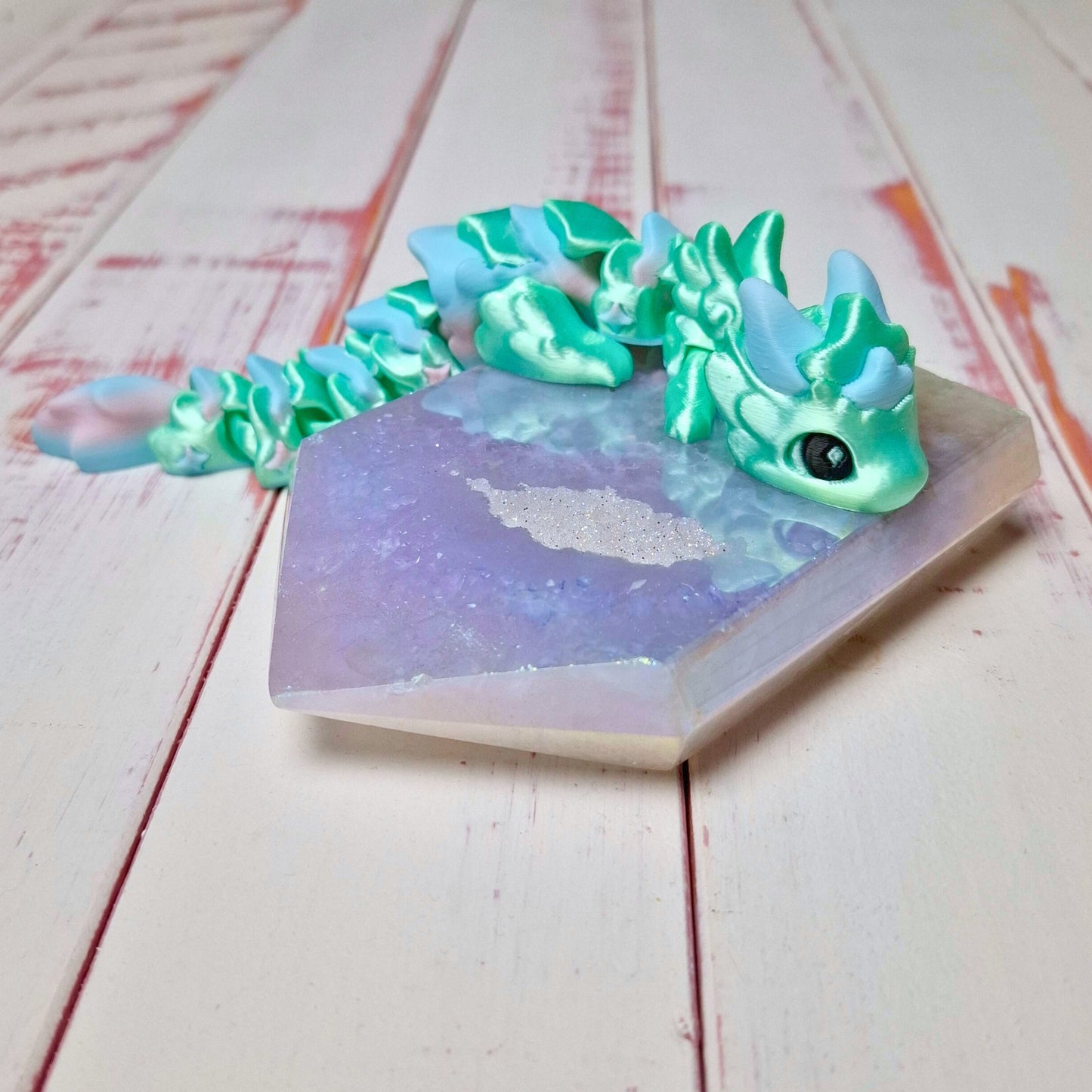 Chibitsu - Kawaii-Drache Mint Vers. - 3D gedruckter Flexi-Drache - Größe M