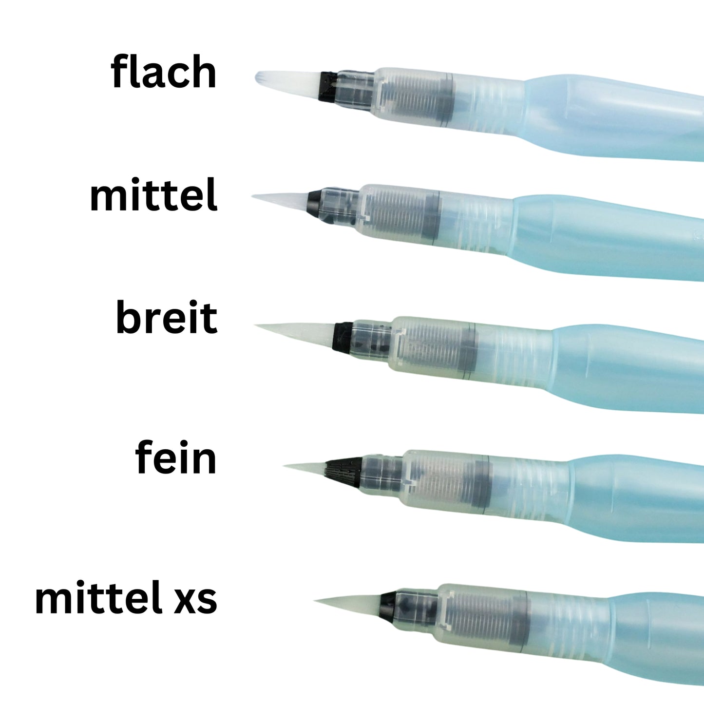 Pentel Aquash Waterbrush: Einzelpinsel in fein, mittel, flach oder breit - Wassertankpinsel