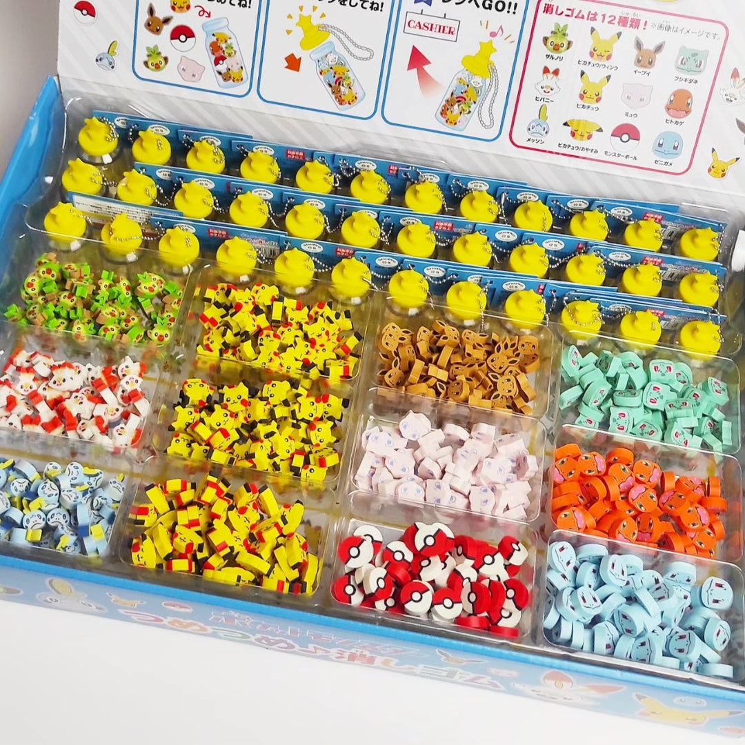 Pokemon Tsume Tsume Radiergummi Set (12 Radiergummis + Flasche)