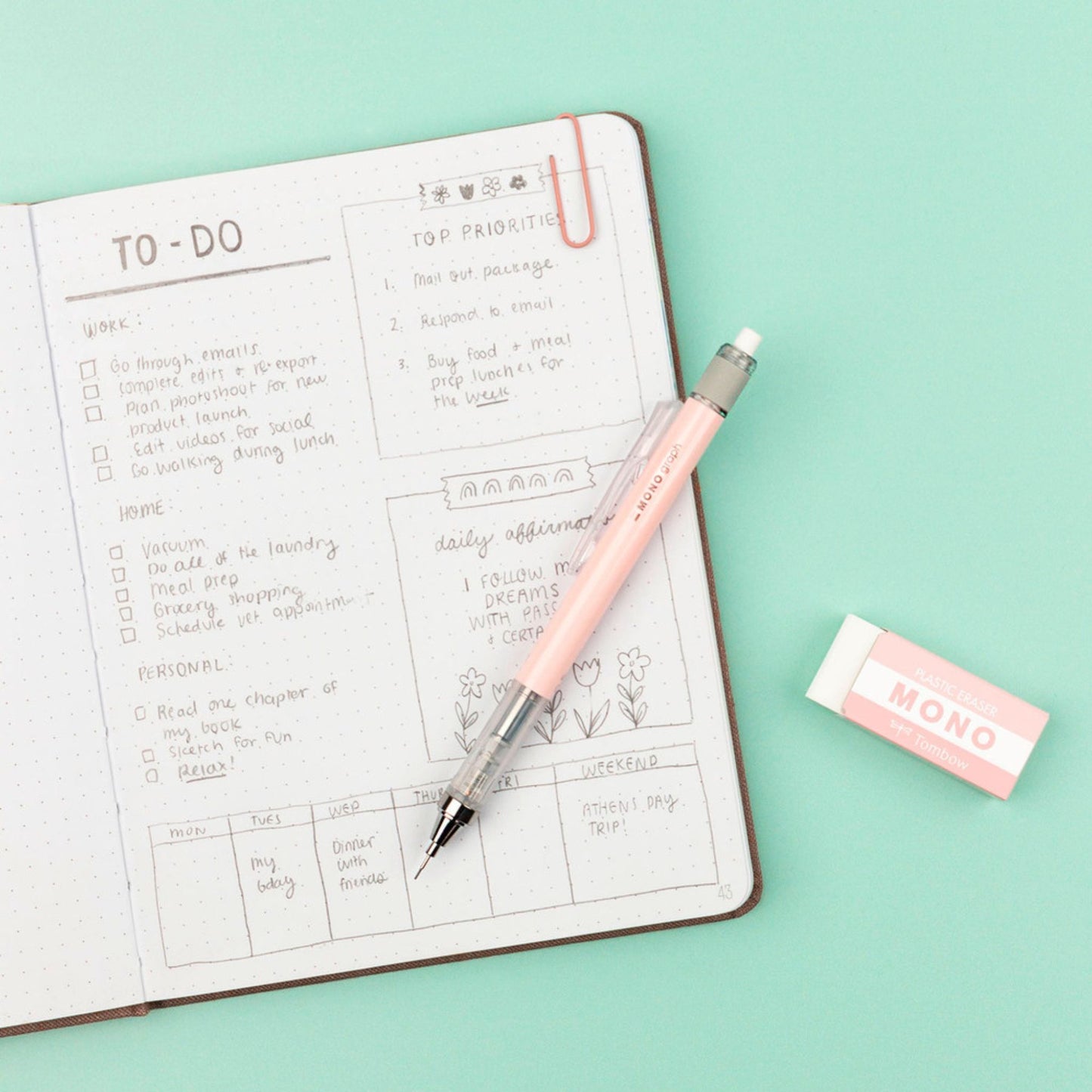 Tombow Pastel Color Set- limited Edition - MONO GRAPH 0,5 + Mono Radierer in Pastel Lavender