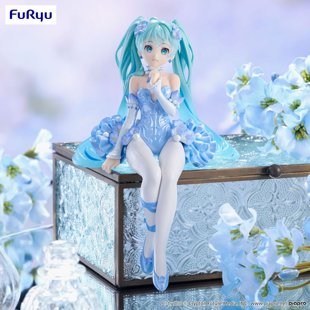Hatsune Miku Noodle Stopper PVC Statue Flower Fairy Nemophila Pail Blue Color Ver.