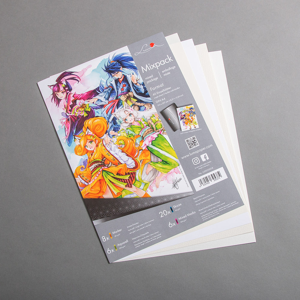 Luma Mixpack - 4 versch. Zeichenpapier - 40 Blatt