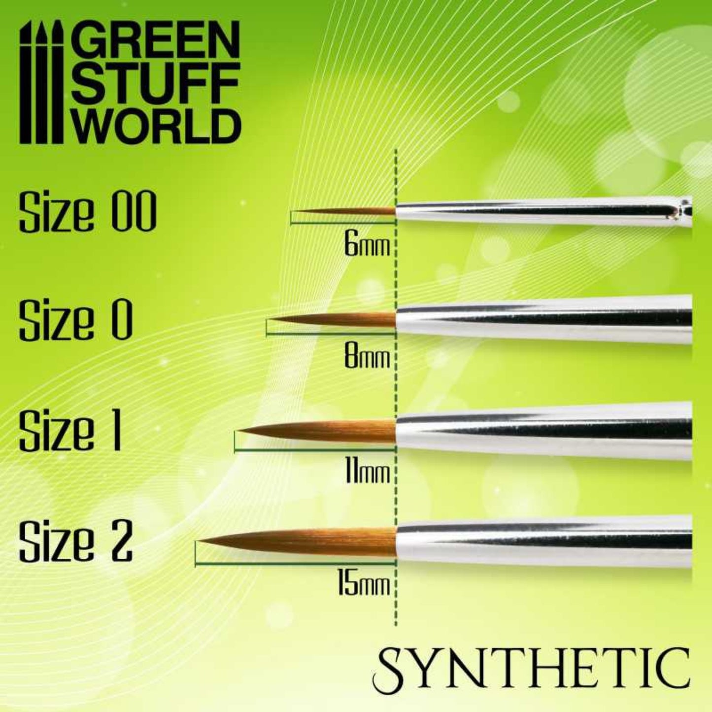 GREEN SERIES synthetische Haarpinsel - Größe 00 - 6mm lang