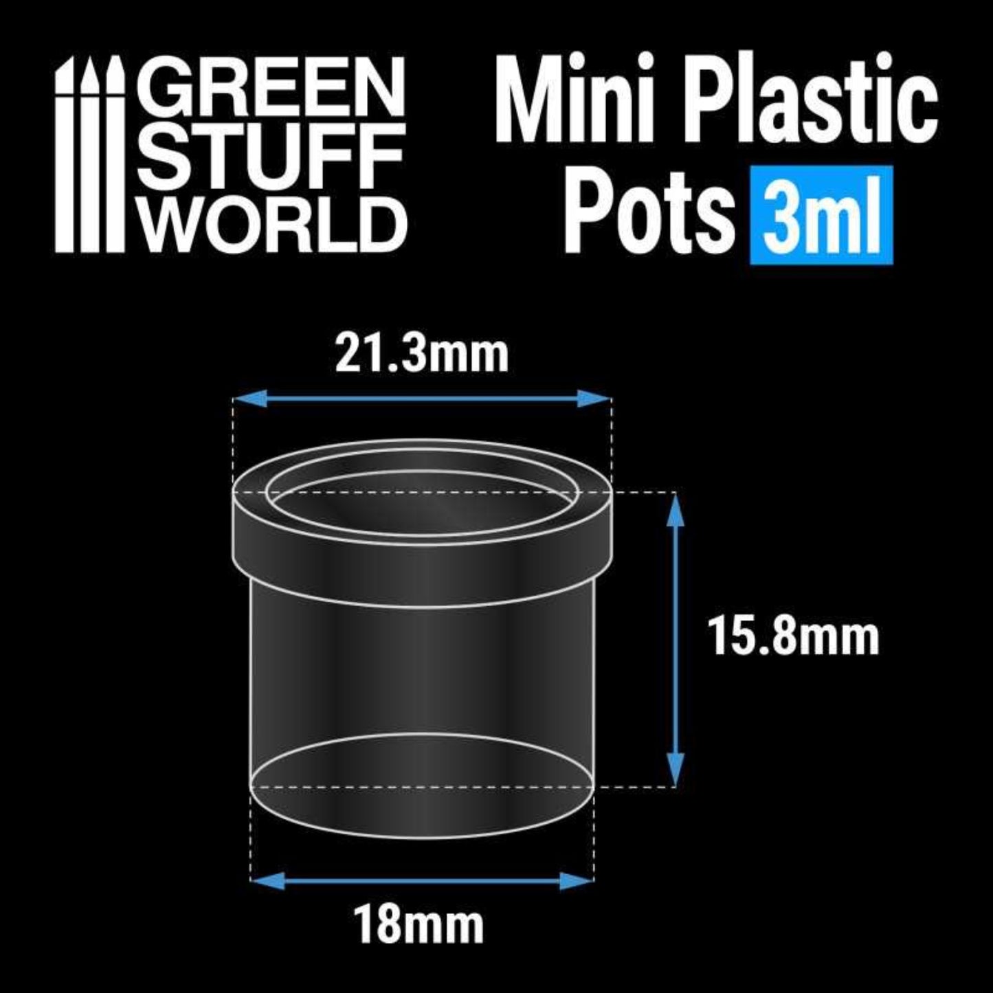 6 Mini Plastikbecher am Streifen für 3ml Farbe