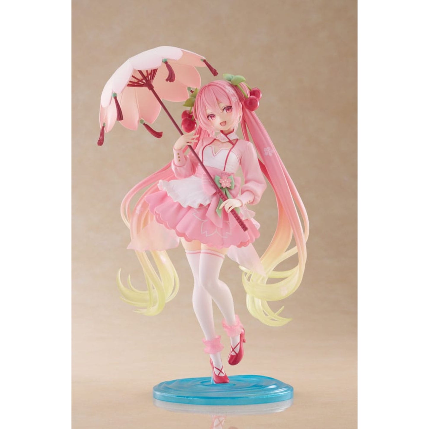 Hatsune Miku AMP+ PVC Statue – Newly Written Sakura Miku Sakura Dress Ver. | TAITO 21 cm
