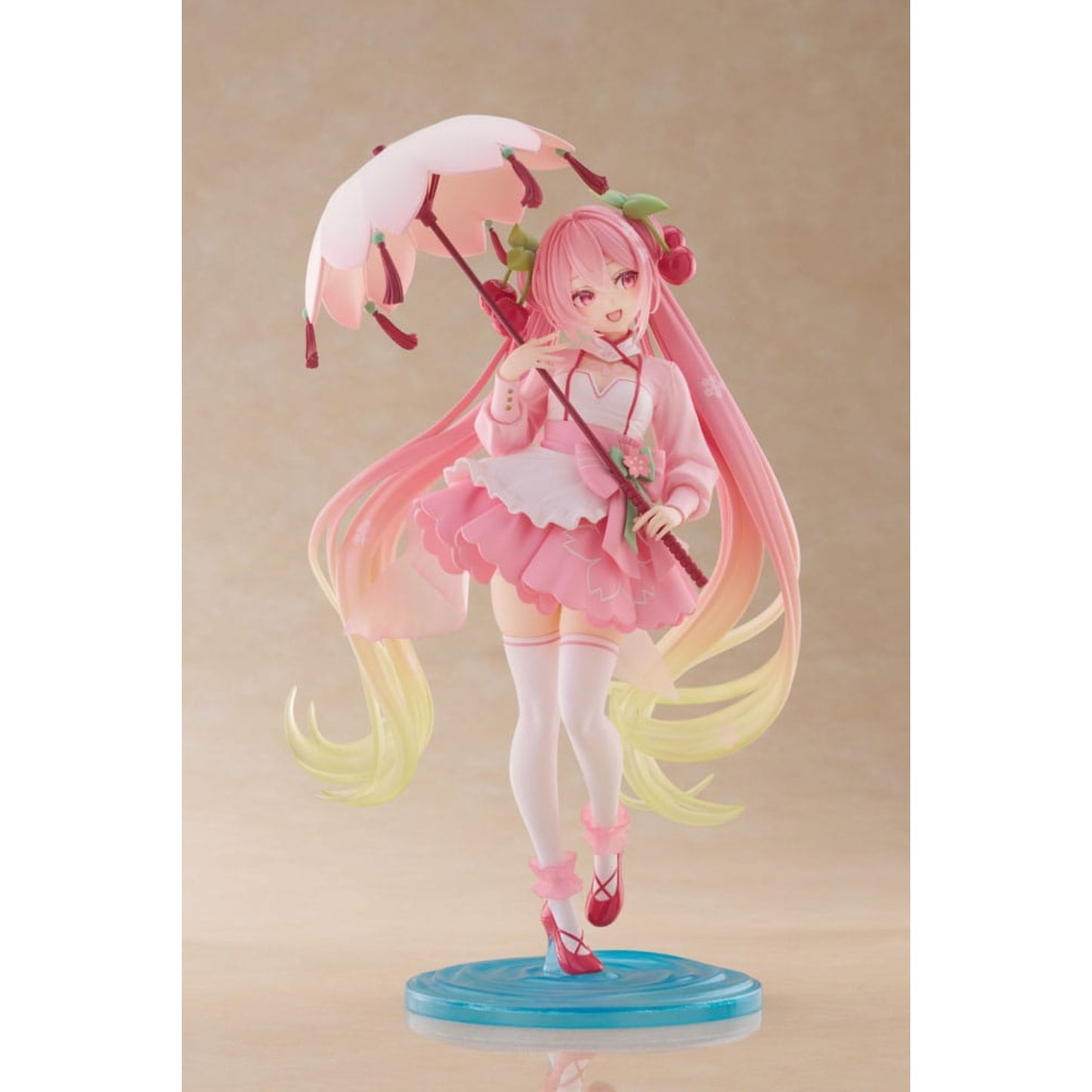 Hatsune Miku AMP+ PVC Statue – Newly Written Sakura Miku Sakura Dress Ver. | TAITO 21 cm