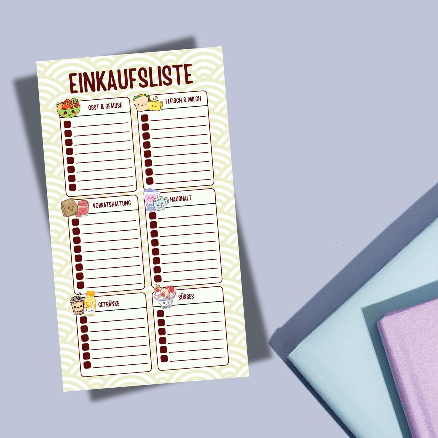 Einkaufsliste SEIGAIHA mit 6 Kategorien - digitales Produkt -