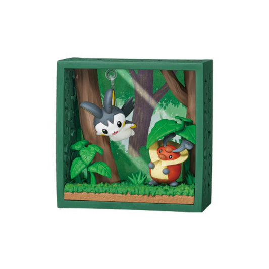 Pokemon Frame Deep Green Forest Trading Figur - Einzelfigur: Emolga + Korobohshi | Emolga + Zirpurze