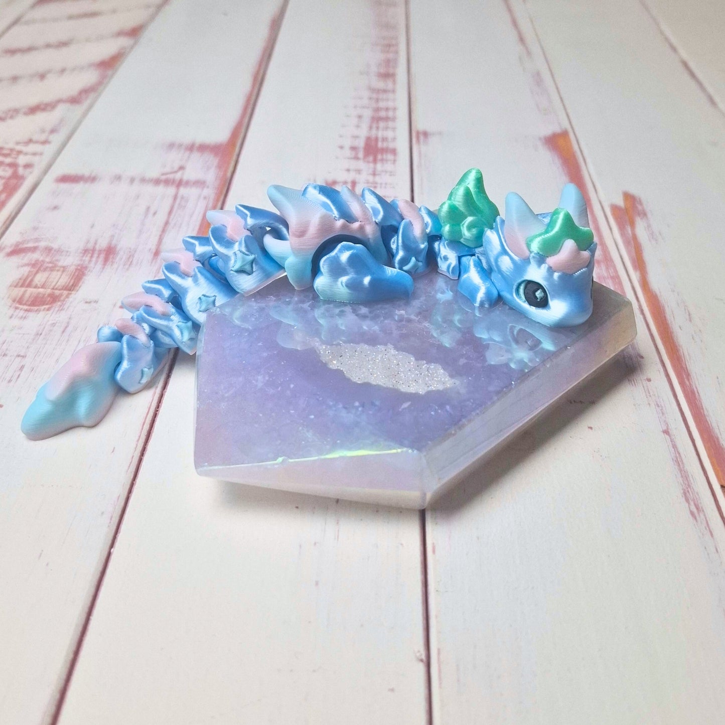 Chibitsu - Kawaii-Drache babyblaue Vers. - 3D gedruckter Flexi-Drache - Größe M