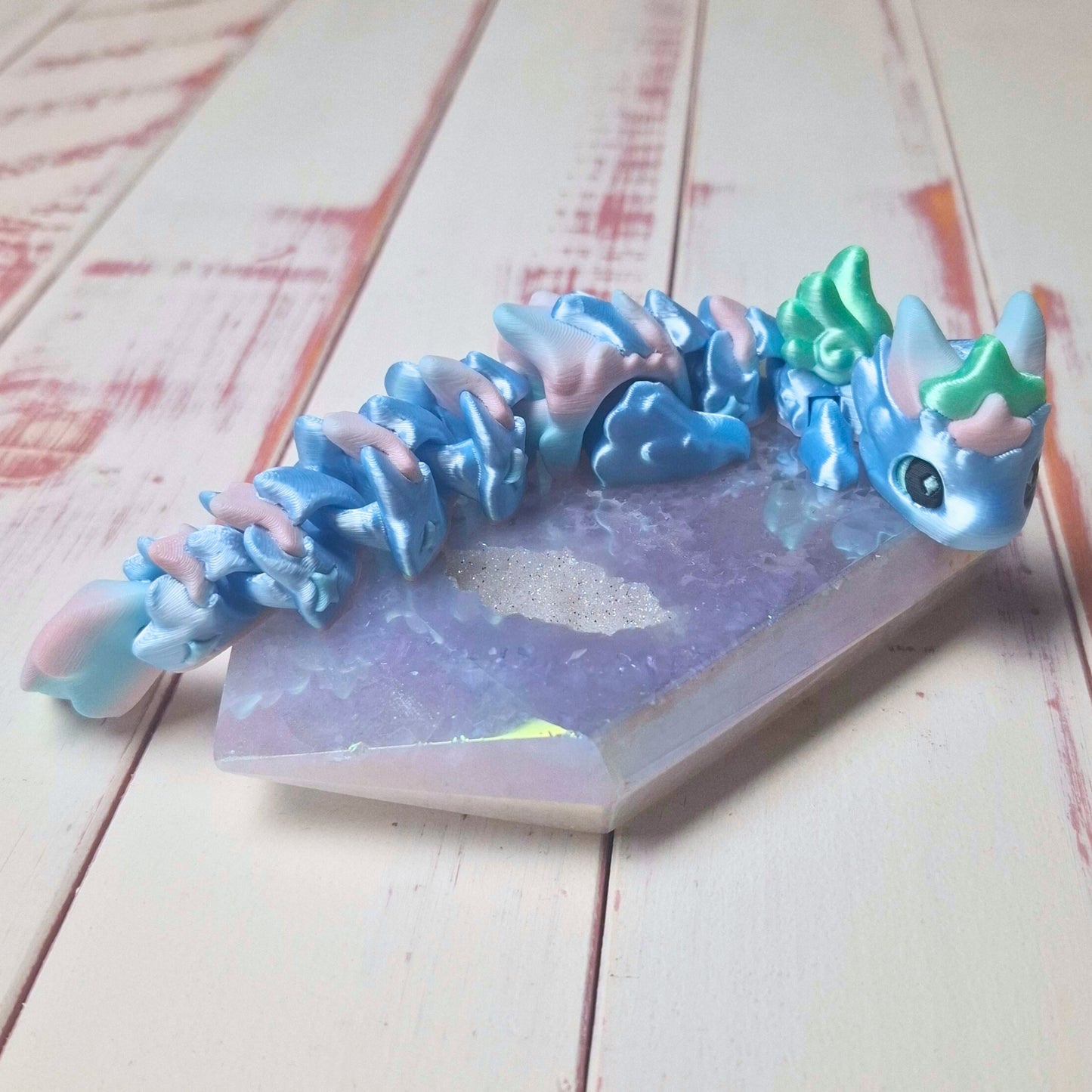 Chibitsu - Kawaii-Drache babyblaue Vers. - 3D gedruckter Flexi-Drache - Größe M