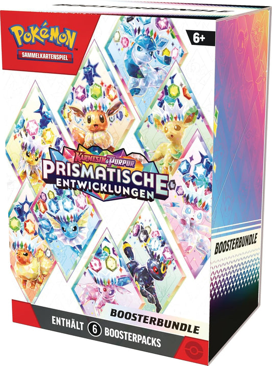 Pokémon  TCG - Boosterbundle Karmesin & Purpur – Prismatische Entwicklungen (6 Boosterpacks) *Deutsche Version*