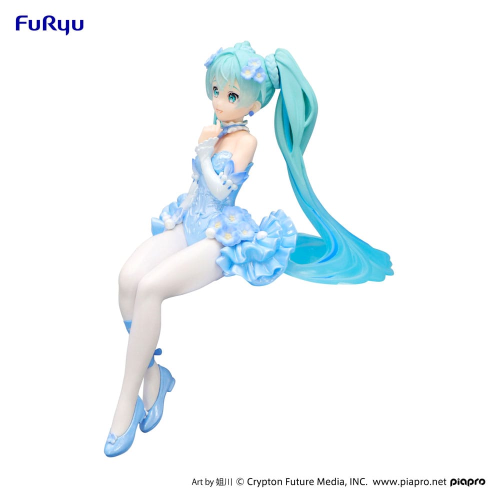 Hatsune Miku Noodle Stopper PVC Statue Flower Fairy Nemophila Pail Blue Color Ver.
