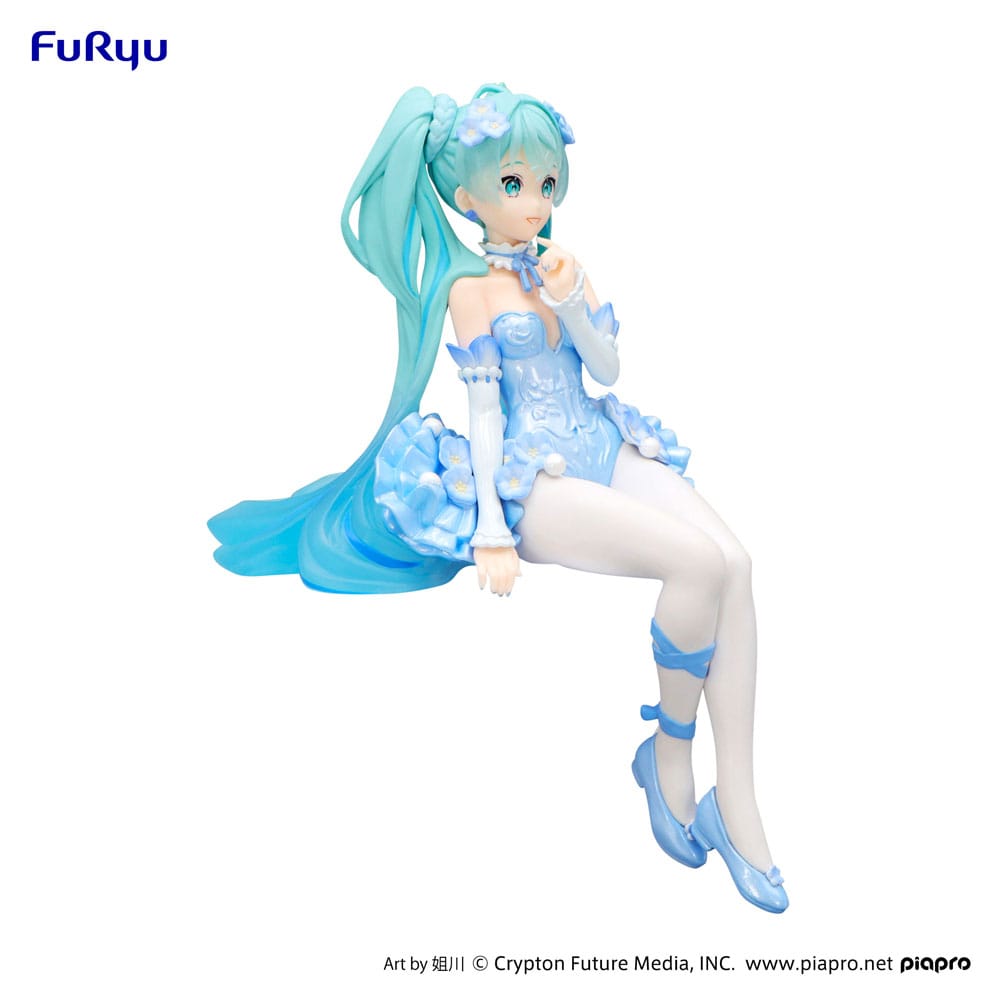 Hatsune Miku Noodle Stopper PVC Statue Flower Fairy Nemophila Pail Blue Color Ver.