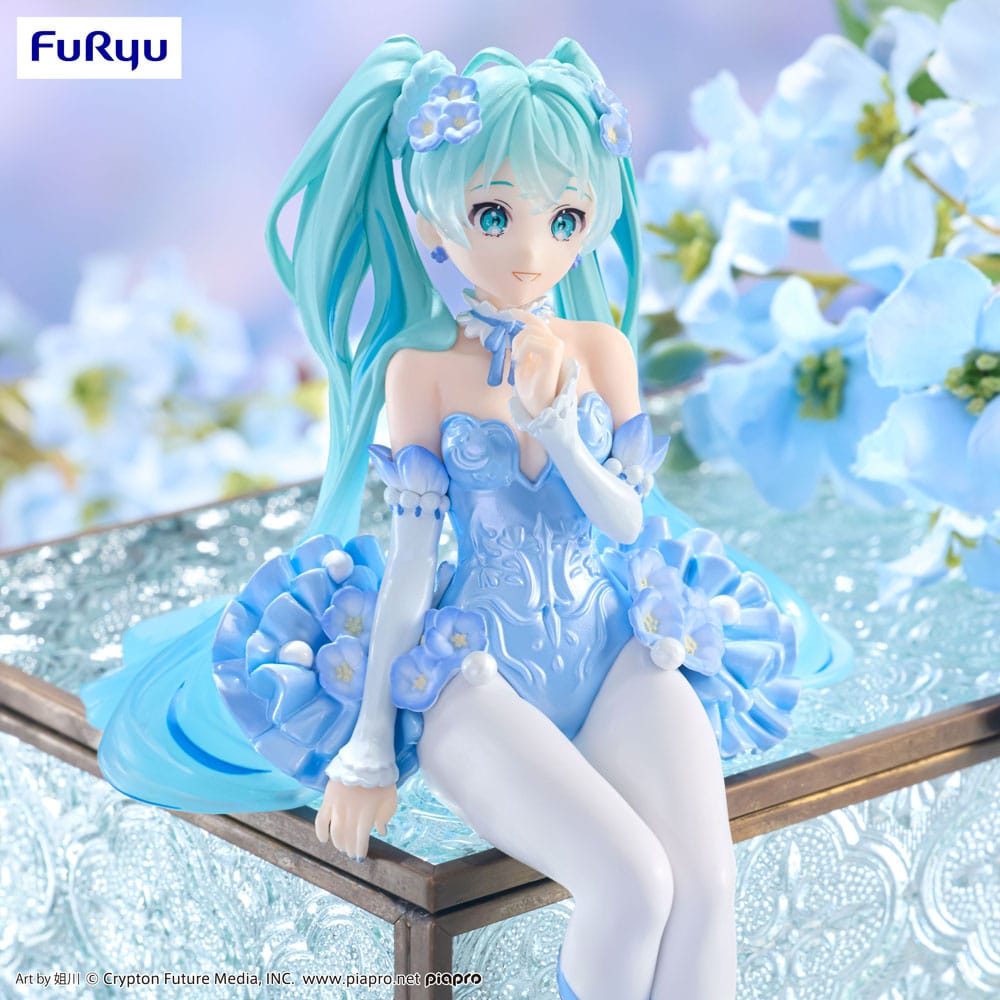 Hatsune Miku Noodle Stopper PVC Statue Flower Fairy Nemophila Pail Blue Color Ver.