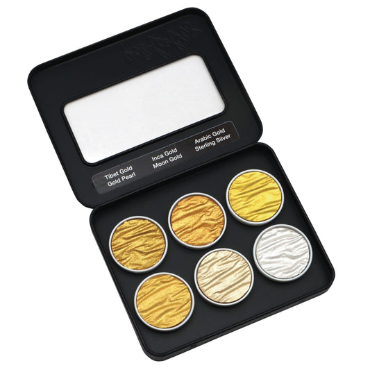 FINETEC GmbH - Coliro® Pearlcolors - 6er Set: Gold & Silver (Blechetui)