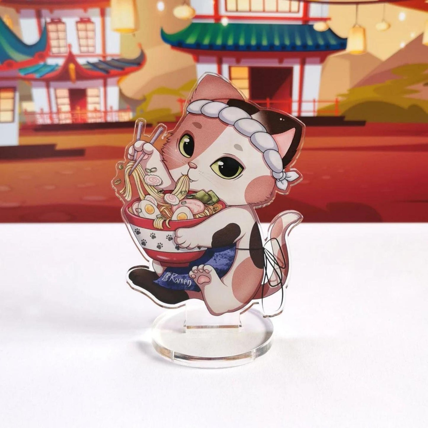 Hidekos Artwork - Ramen Neko Acryl Aufsteller | Standee - einseitig bedruckt, ca. 10cm